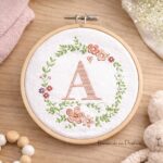 Matriz de bordado Letra A alfabeto com moldura para bordar Bordando na pratica