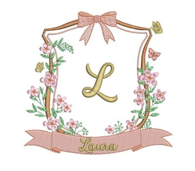 Matriz de bordado moldura flores Laura para bordar com laco