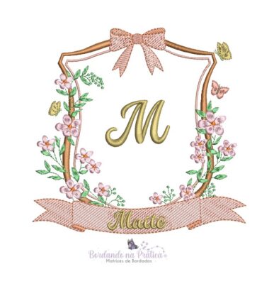 Matriz de bordado moldura flores Maite para bordar com laco