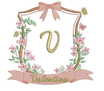 Matriz de bordado moldura flores valentina para bordar com laco