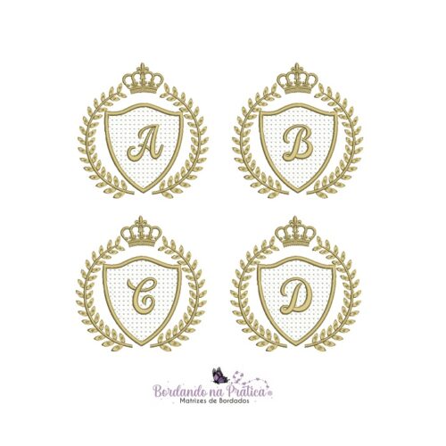 matriz de bordado alfabeto moldura coroa aplique para bordar BP