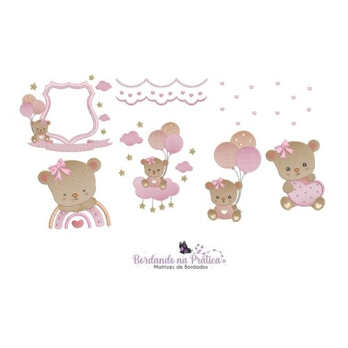 matriz de bordado coleção ursinha balão para bordar BP