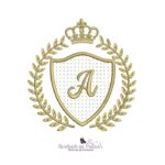 matriz de bordado moldura coroa aplique para bordar letra A BP