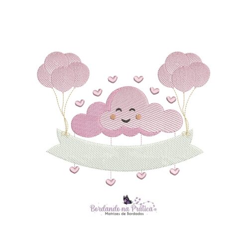 matriz de bordado nuvem com baloes mimos do ceu para bordar BP