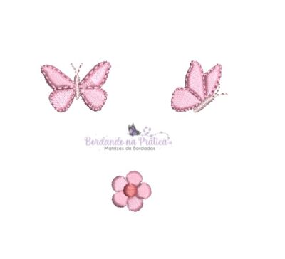 Matriz de Bordado borboletas flor pequenas para bordar