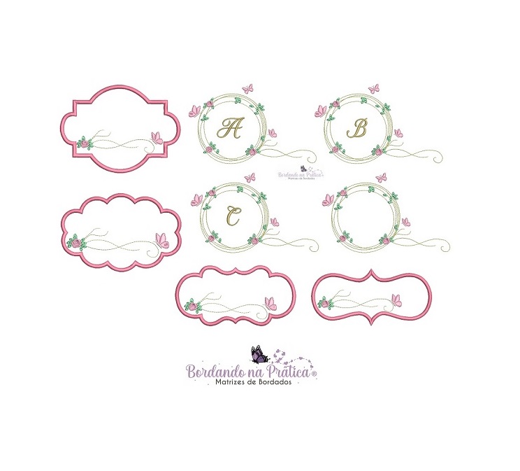 matriz de bordado Coleção moldura borboletas folhas com tags para bordar BP matriz de bordado Coleção moldura borboletas folhas com tags para bordar BP