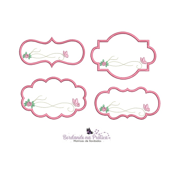 matriz de bordado Coleção tag florzinha e borboleta para bordar
