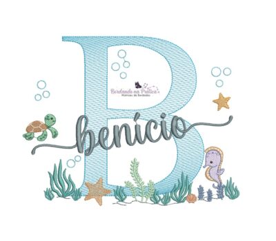 matriz de bordado nome Benicio fundo do Mar para bordar