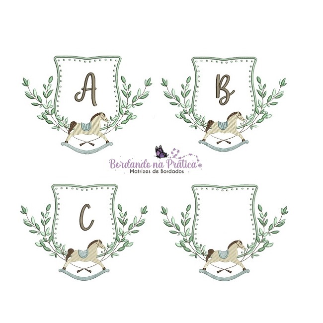 matriz-de-bordado-alfabeto- moldura-ramo-cavalinho - para bordar matriz de bordado alfabeto moldura cavalinho com folhas para bordar