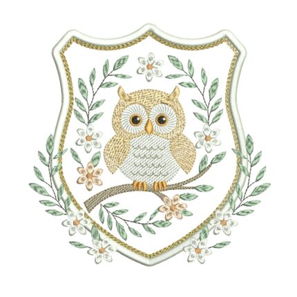 Matriz de Bordado Brasão Corujinha no Galho para bordar