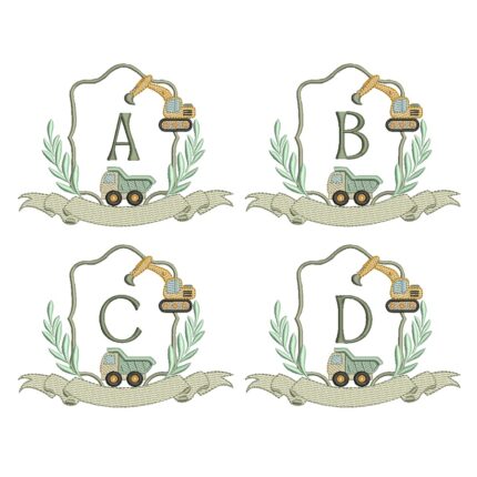 matriz de bordado Alfabeto Brasão Construção para bordar