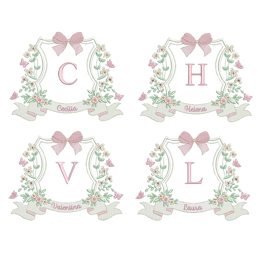 matriz de bordado Coleção Nomes Brasão Flores para bordar matriz de bordado Coleção Nomes Brasão Flores para bordar