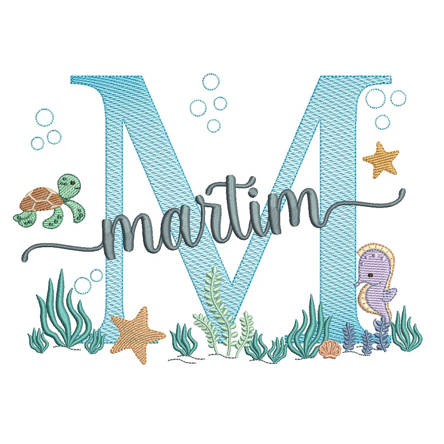 matriz de bordado nome Martim fundo do mar para bordar matriz de bordado nome Martim fundo do mar para bordar