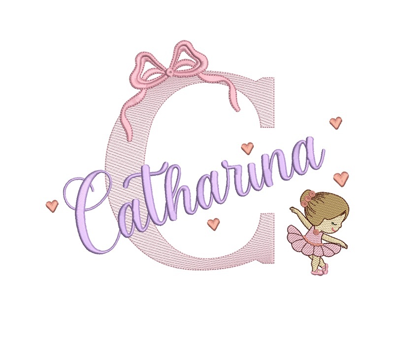 Matriz de Bordado Catharina com bailarina para bordar Matriz De Bordado Nome Catharina com Bailarina para bordar.