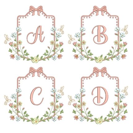 Matriz de Bordado Alfabeto moldura flores para bordar