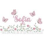 Matriz de Bordado Nome Sofia jardim flores para bordar