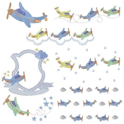 Matriz de bordado Coleçao Aviaozinho para bordar