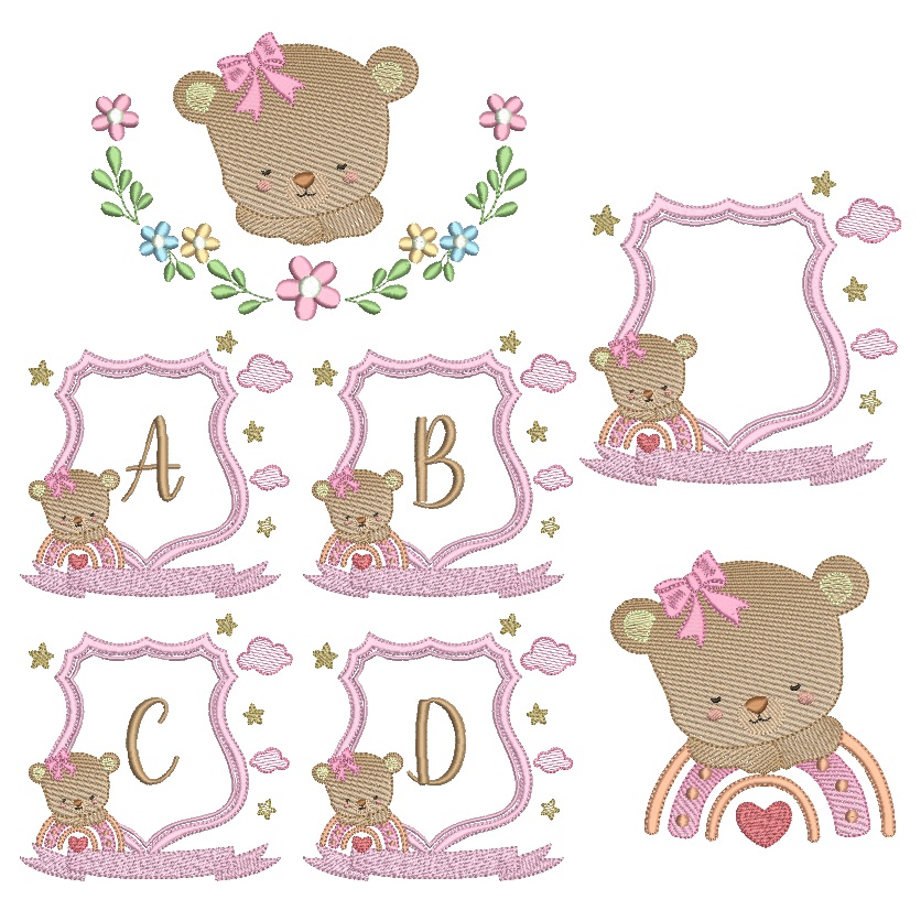 Matriz de bordado Coleção Ursinha para bordar Matriz de bordado Coleção Ursinha para bordar
