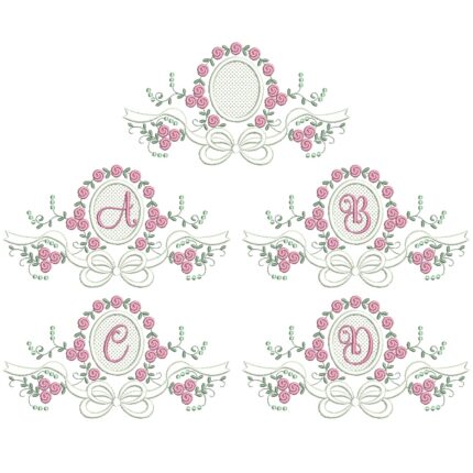 matriz de bordado alfabeto raminho flores com laço para bordar