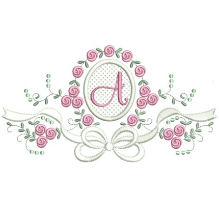 matriz de bordado raminho flores Laço Letra A para bordar