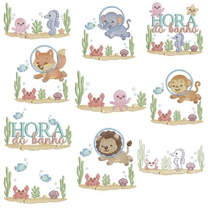 Matriz de Bordado Coleção Fundo do Mar para bordar