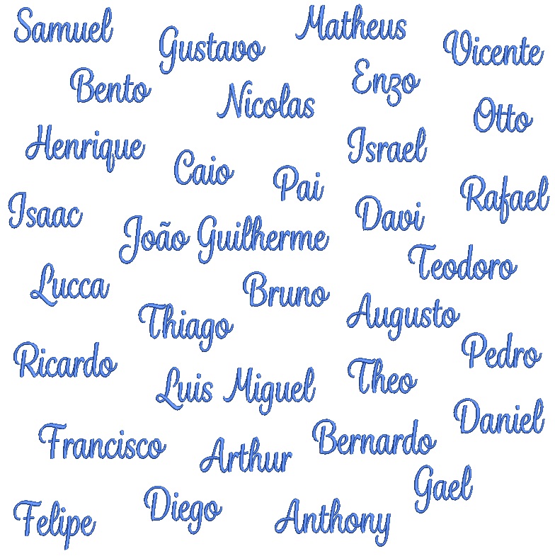 Matriz de Bordado Coleção Nomes Masculinos Letra Cursiva para bordar Matriz de Bordado Coleção Nomes Masculinos Letra Cursiva para bordar