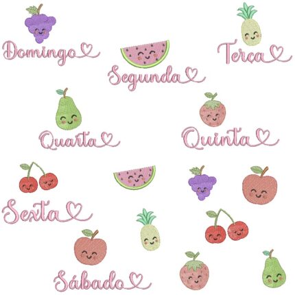 matriz de bordado Coleção frutinhas da semana para bordar