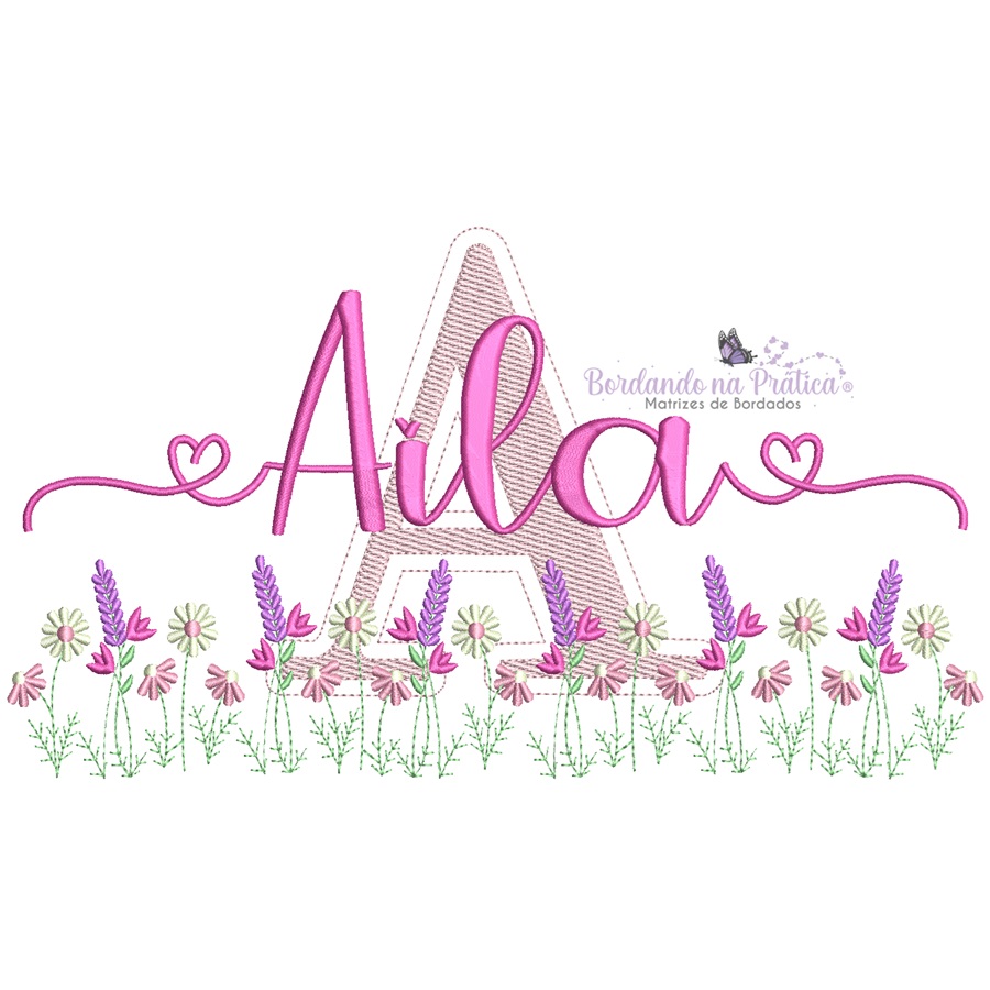 Matriz de Bordado nome Aila no jardim Matriz de Bordado nome Aila no jardim