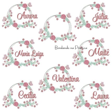 coleção nomes moldura floral para bordar BP