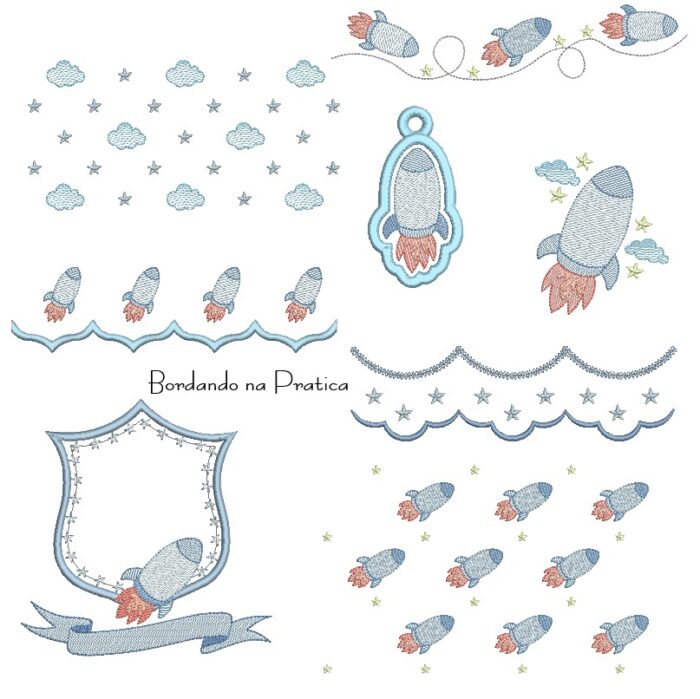 matriz de Bordado coleção Foguete para bordar BP