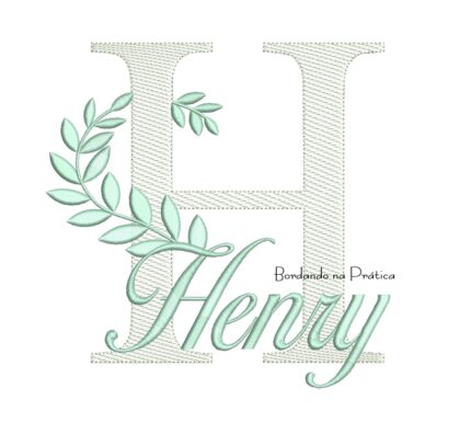 Matriz De Bordado Nome Henry com raminho para bordar