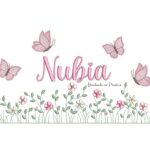 Matriz De Bordado Jardim Flores Nubia com borboletas para bordar
