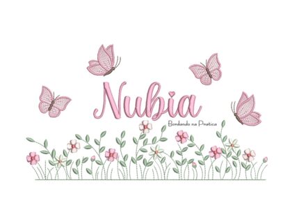 Matriz De Bordado Jardim Flores Nubia com borboletas para bordar