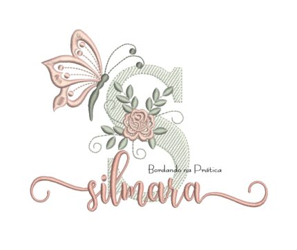 Matriz De Bordado nome Silmara para bordar com borboleta