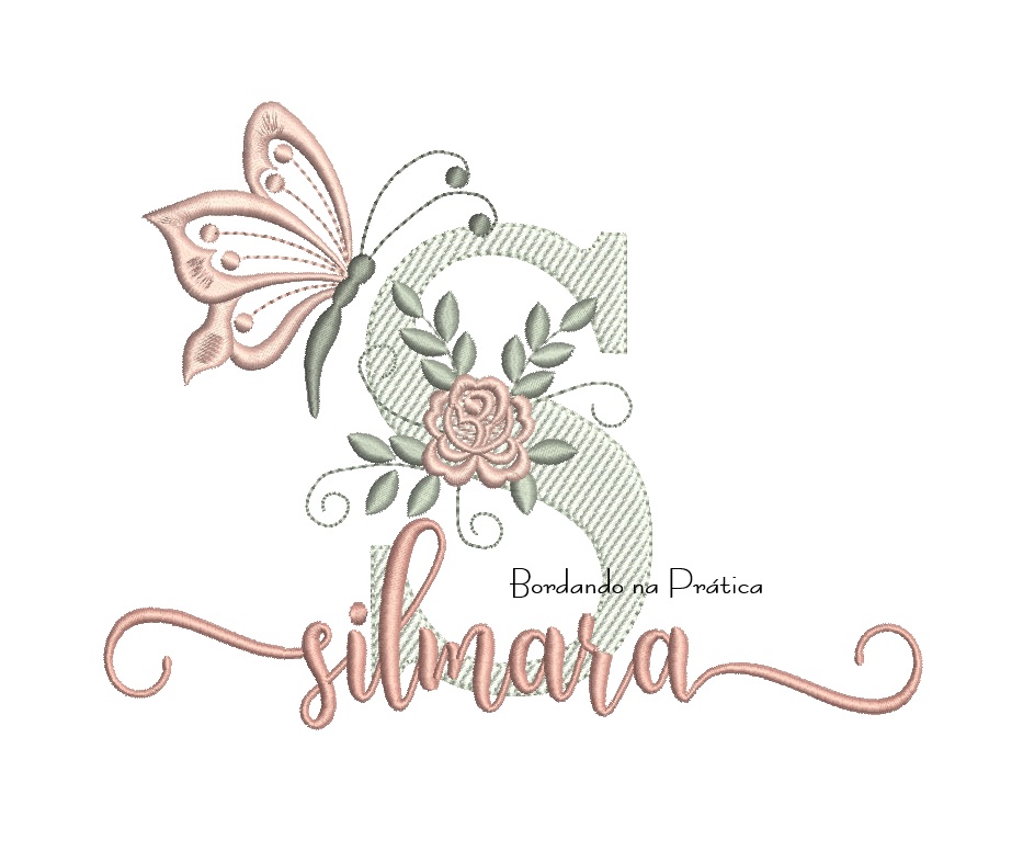 Matriz De Bordado nome Silmara para bordar com borboleta Matriz De Bordado nome Silmara para bordar com borboleta