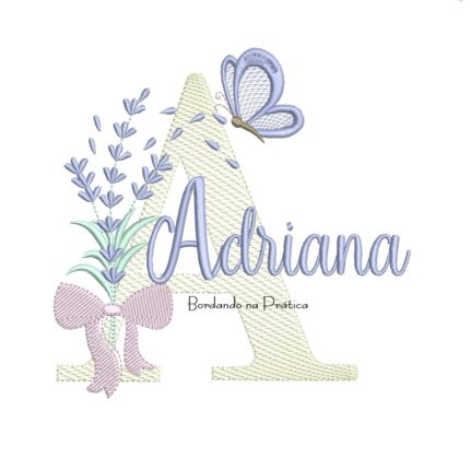 Matriz de Bordado Nome Adriana Lavanda com Laço