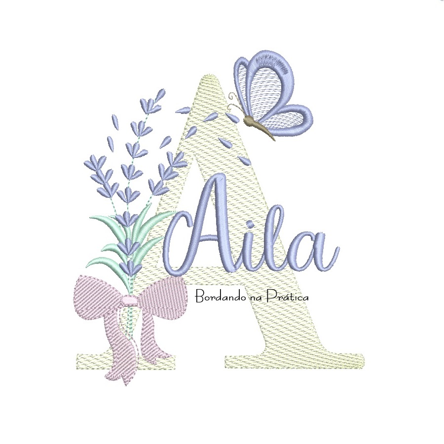 Matriz de Bordado Nome Aila Lavanda com Laço Matriz de Bordado Nome Aila Lavanda com Laço