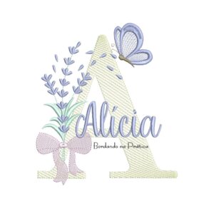 Matriz de Bordado Nome Alícia Lavanda com Laço