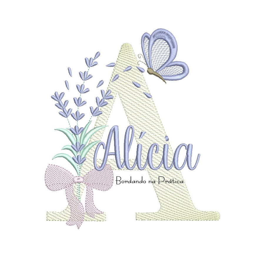 Matriz de Bordado Nome Alícia Lavanda com Laço Matriz de Bordado Nome Alícia Lavanda com Laço