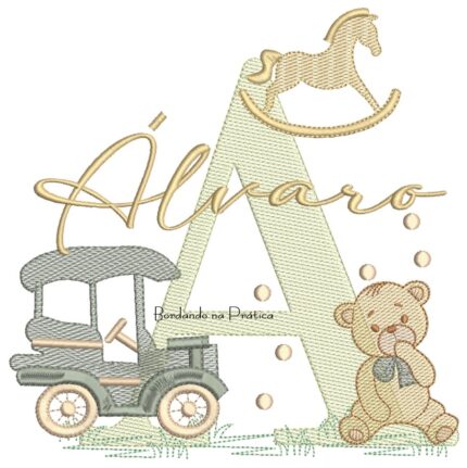 Matriz de Bordado Nome Álvaro Brinquedos de Infância