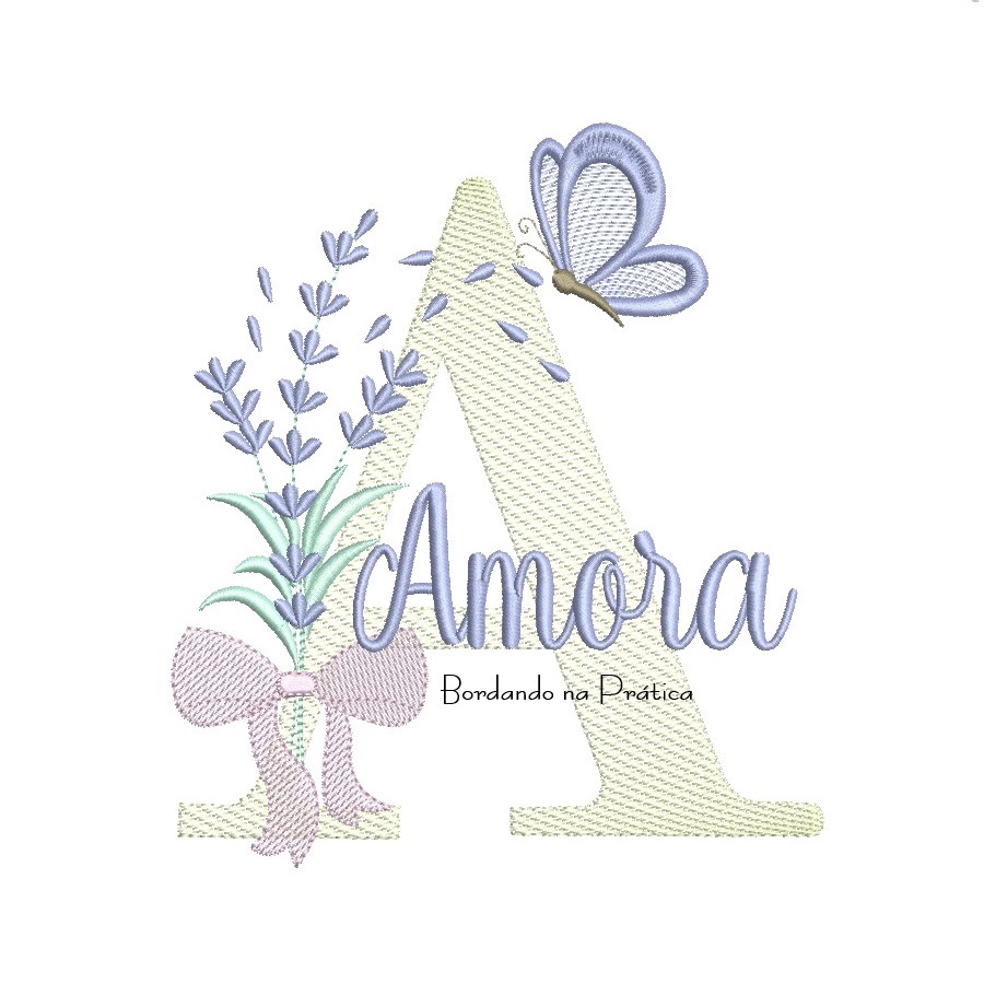 Matriz de Bordado Nome Amora Lavanda com Laço Matriz de Bordado Nome Amora Lavanda com Laço