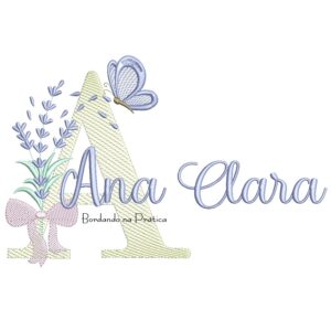 Matriz de Bordado Nome Ana Clara Lavanda com Laço