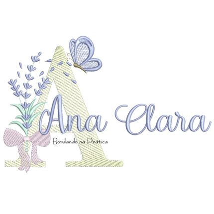 Matriz de Bordado Nome Ana Clara Lavanda com Laço