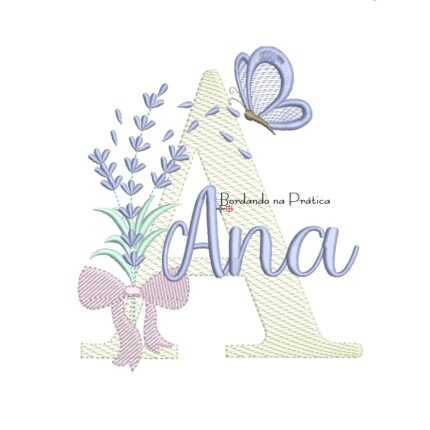 Matriz de Bordado Nome Ana Lavanda com Laço