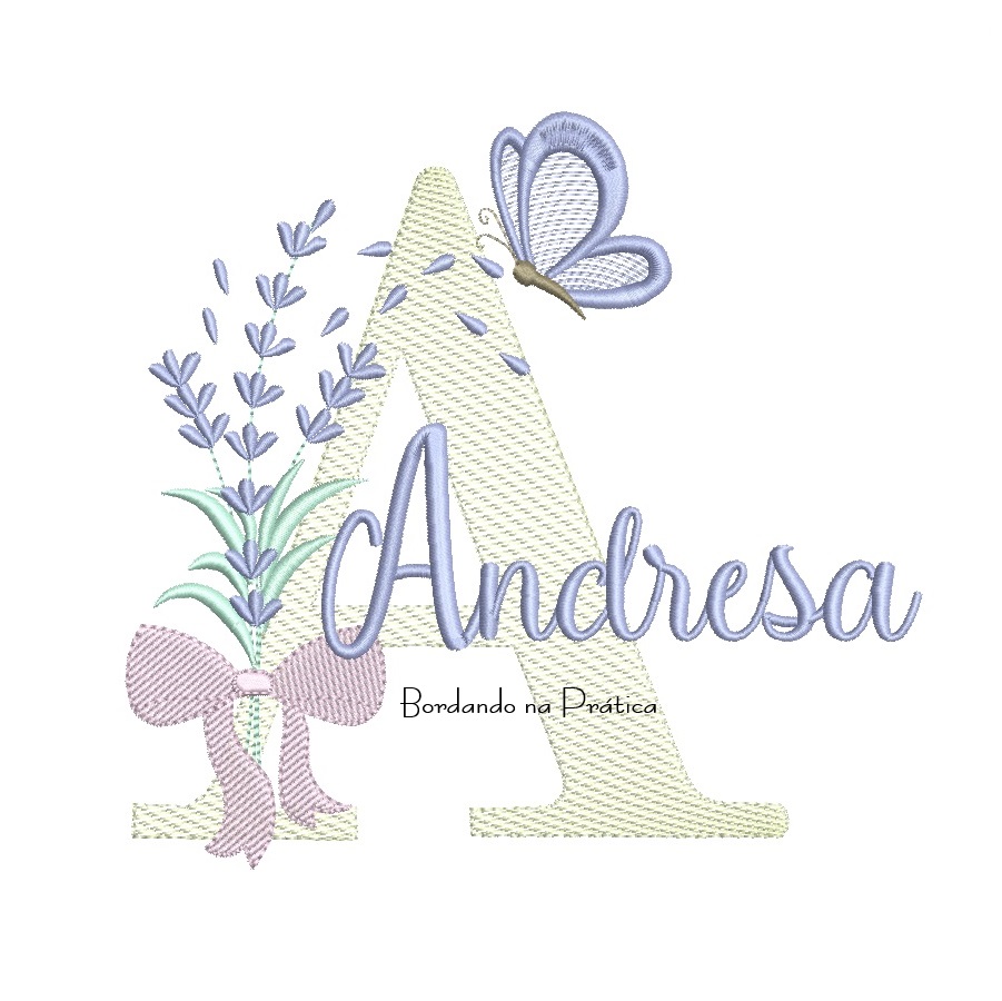 Matriz de Bordado Nome Andresa Lavanda com Laço Matriz de Bordado Nome Andresa Lavanda com Laço