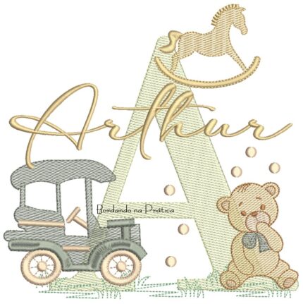 Matriz de Bordado Nome Arthur Brinquedos de Infância