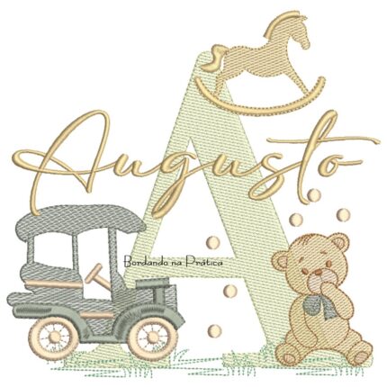 Matriz de Bordado Nome Augusto Brinquedos de Infância