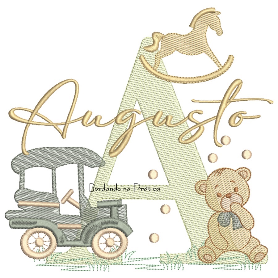 Matriz de Bordado Nome Augusto Brinquedos de Infância Matriz de Bordado Nome Augusto Brinquedos de Infância