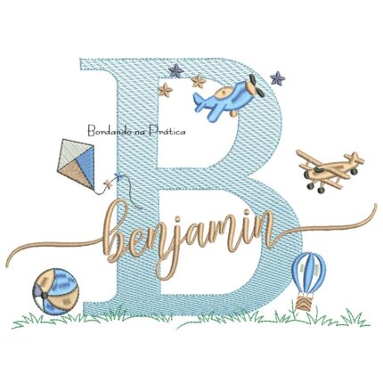 Matriz de Bordado Nome Benjamin com Brinquedos