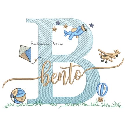 Matriz de Bordado Nome Bento com Brinquedos